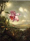 Sun Canvas Paintings - Hummingbird and Orchid, Sun Breaking Through the Clouds